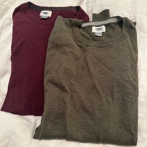 2 Old Navy men’s sweaters, Maroon and Green, both L